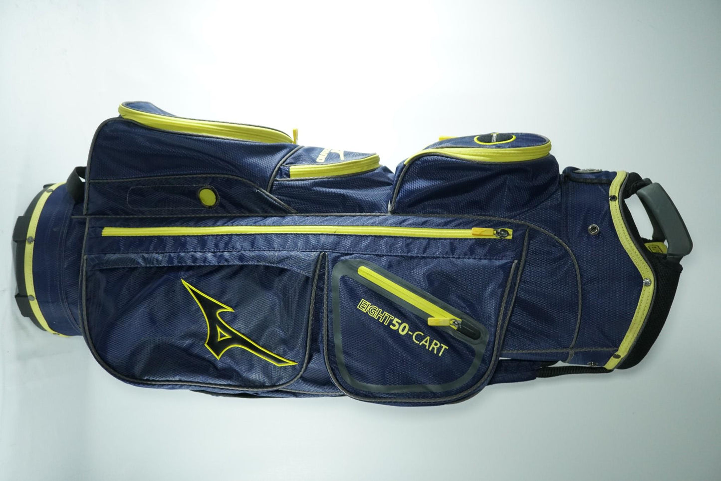 Mizuno Eight50 Cart Bag / Navy and Yellow / With Rainhood